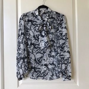 American apparel cat print blouse, size M